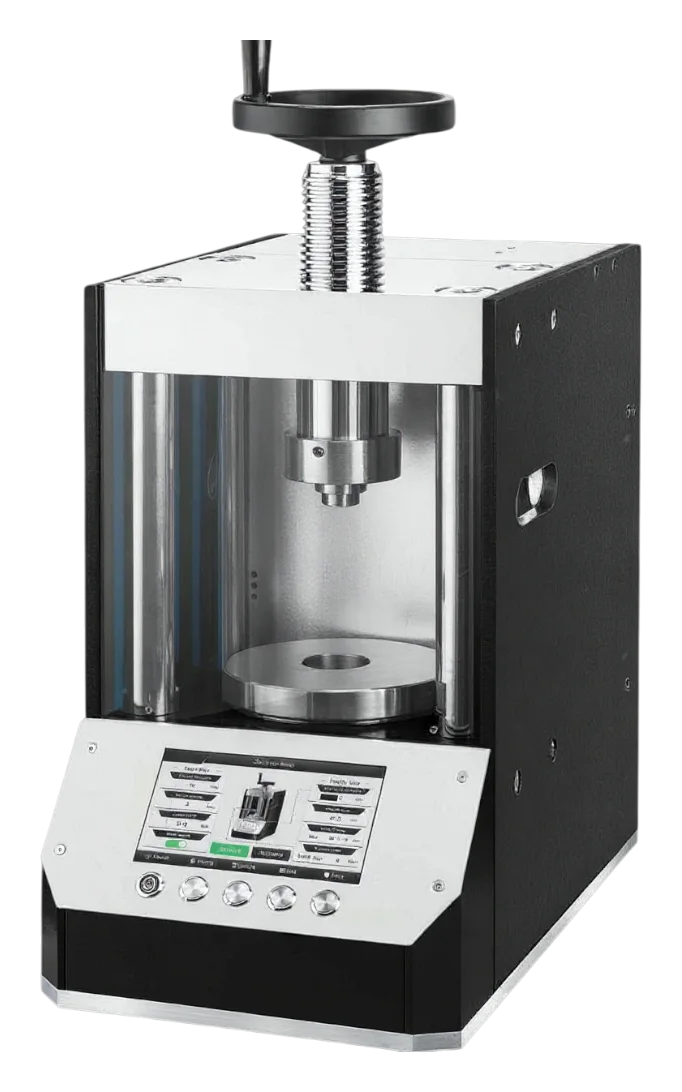 Automatic benchtop hydraulic pellet press with touchscreen control panel