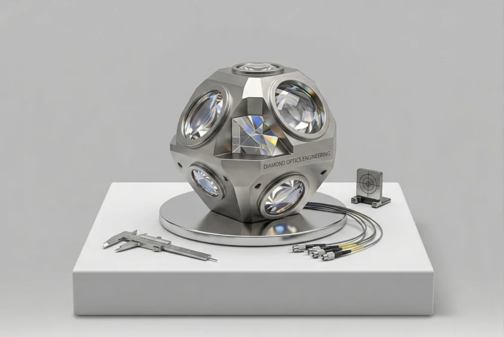 Diamond optical windows set into a precision metal housing